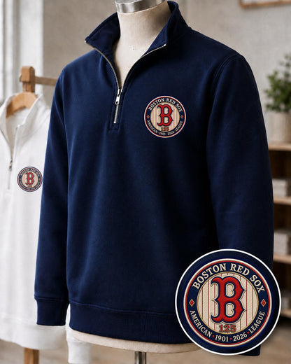 All Baseball Teams Embroidered Logo Anniversary  Premium Quarter Zip Sweatshirt, Inspired Quarter Zip Sweater, Unisex Baseball Sweatshirt