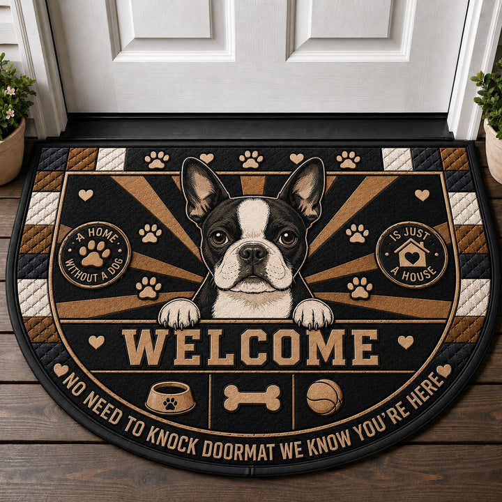 Boston Terrier Dog Breed Lover Quilted Print Premium Welcome Mat – Personalized Doormat