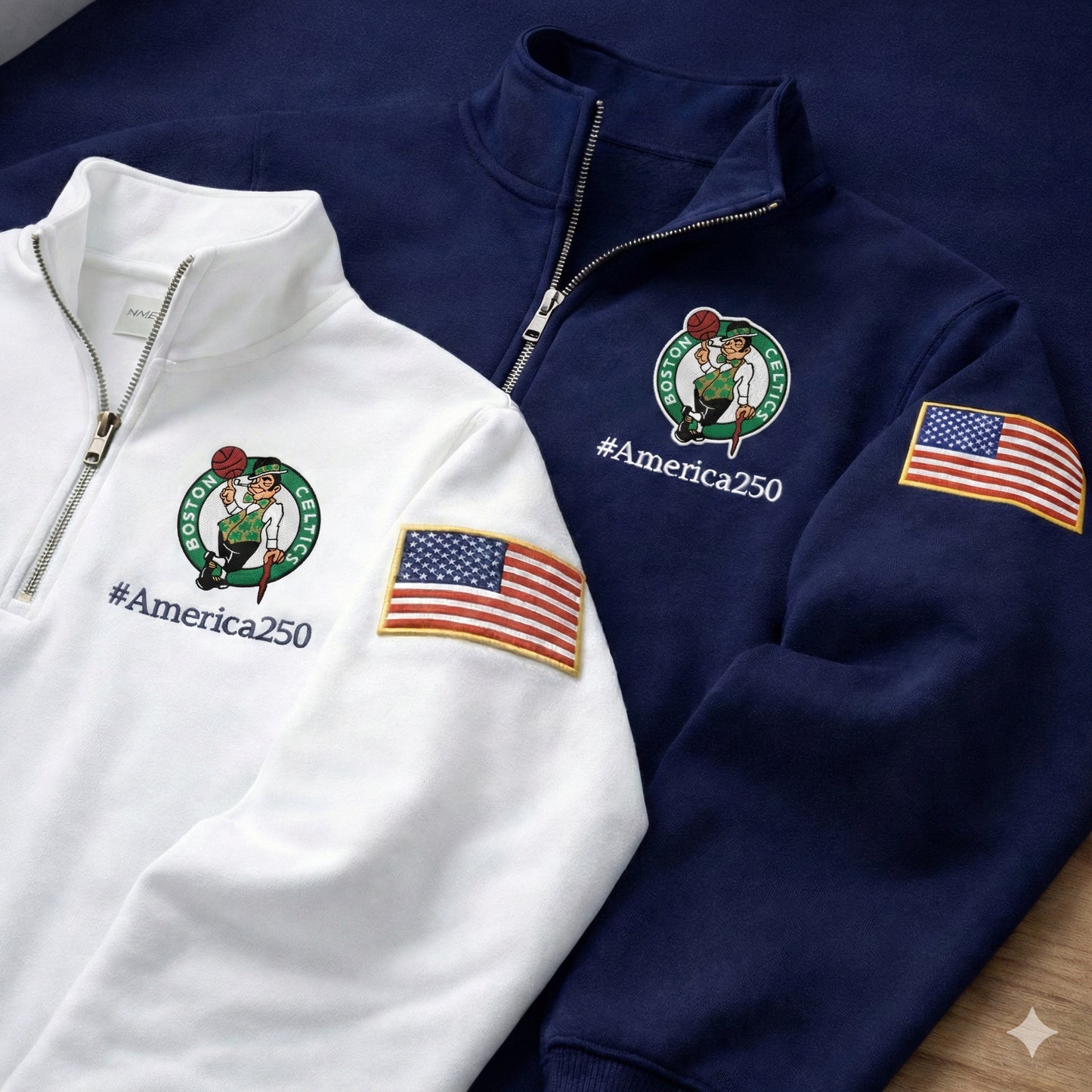 Football Logo America 250 Anniversary Embroidered Logo Premium Quarter Zip Sweatshirt, Inspired Quarter Zip Sweater