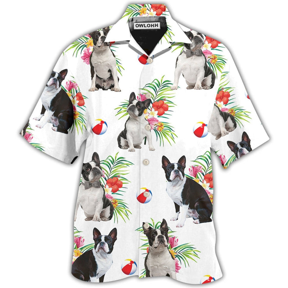 Hawaiian Shirt / Adults / S Boston Terrier Dog Ball Tropical Floral - Hawaiian Shirt 