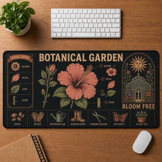 Botanical Garden Hippie Desk Mat Mouse Pad | 5To9Vibe - Botanical Garden style