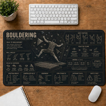 Bouldering Sports Visual Guide Desk Mat | 5To9Vibe