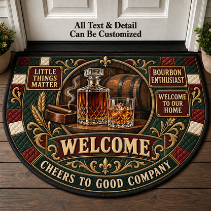 Bourbon Enthusiast Personalized Half Round Mat | 5To9Vibe
