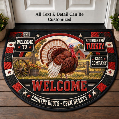 Bourbon Red Turkey Personalized Half Round Mat | 5To9Vibe