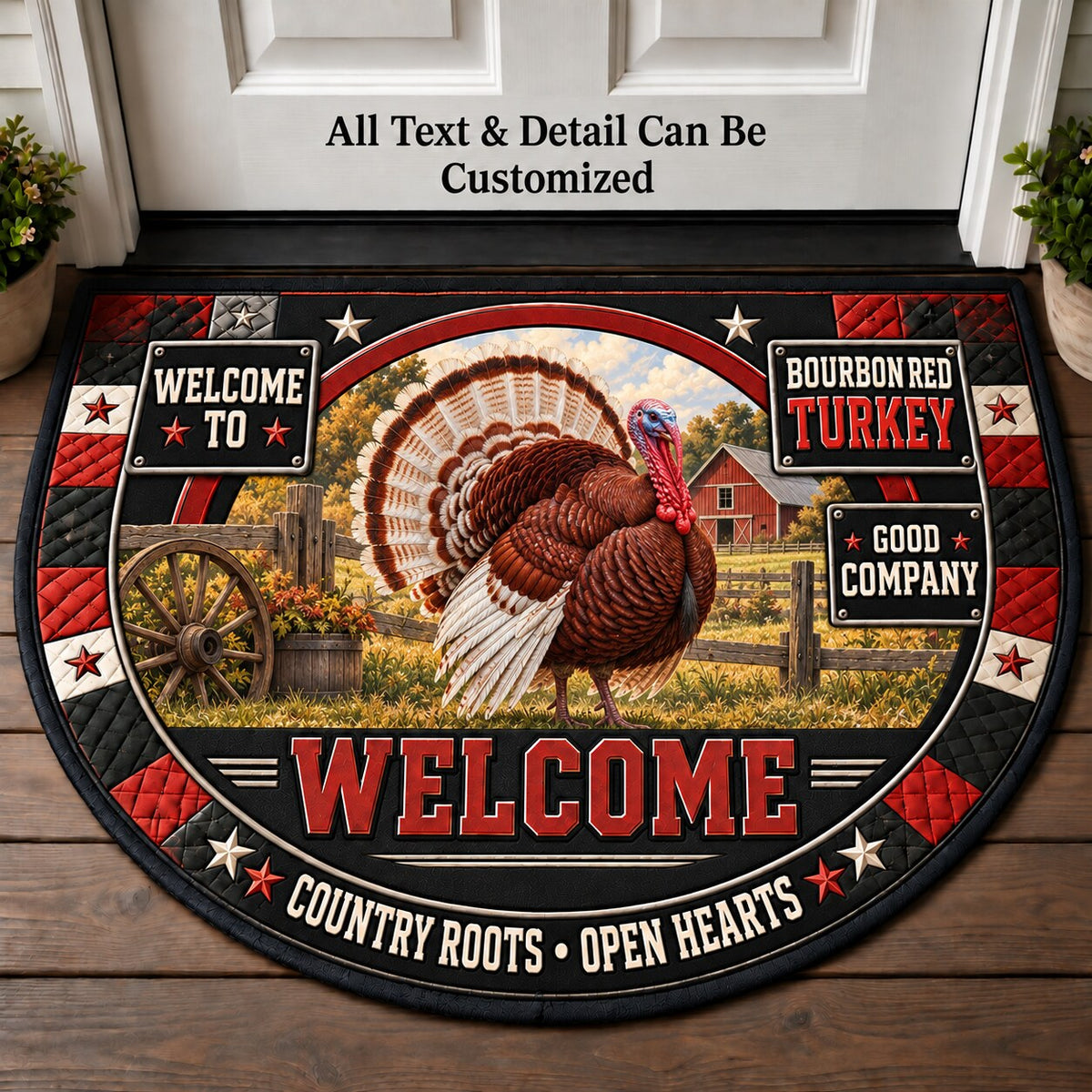 Bourbon Red Turkey Personalized Half Round Mat | 5To9Vibe