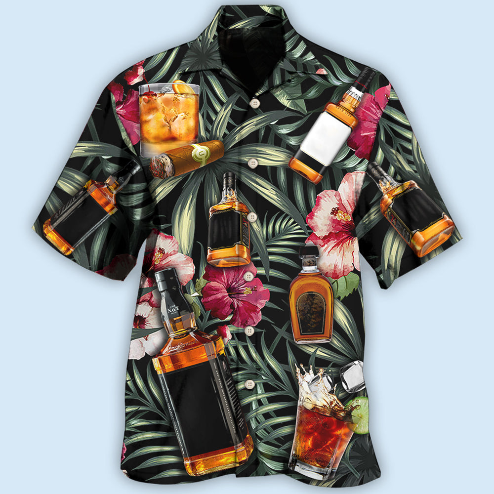 Wine Bourbon Tropical Leaf - Hawaiian Shirt 