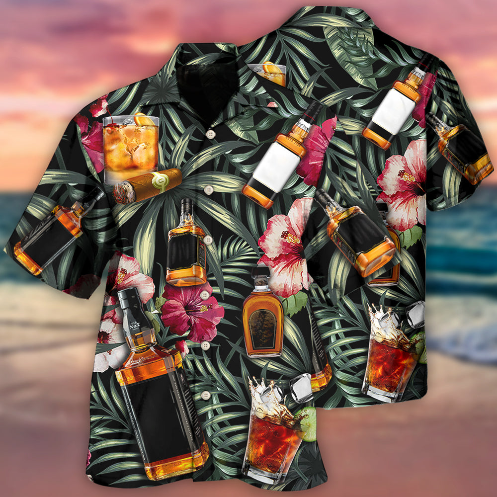 Wine Bourbon Tropical Leaf - Hawaiian Shirt 