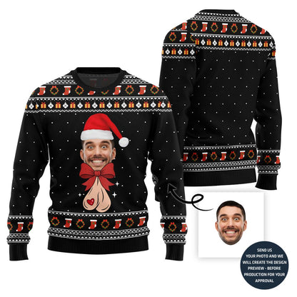 Bow Naughty Face Customized Ugly Sweater