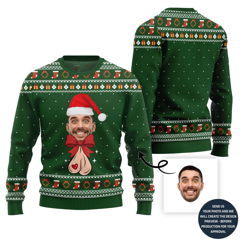 Bow Naughty Face Customized Ugly Sweater