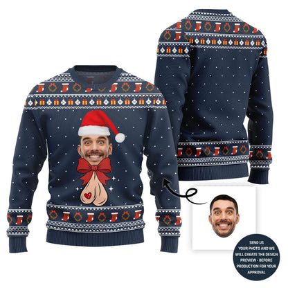 Bow Naughty Face Customized Ugly Sweater