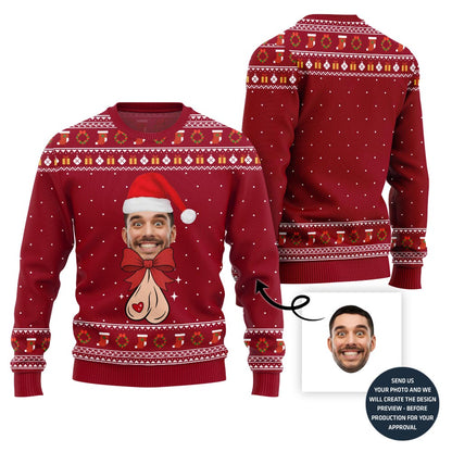 Bow Naughty Face Customized Ugly Sweater