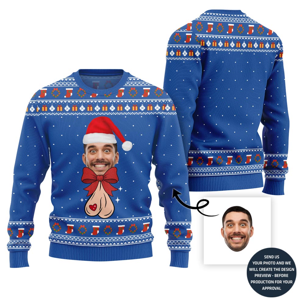 Bow Naughty Face Customized Ugly Sweater