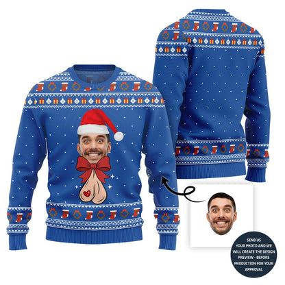 Bow Naughty Face Customized Ugly Sweater