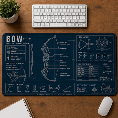 Archery Bow Sports Technique Guide Desk Mat | 5To9Vibe