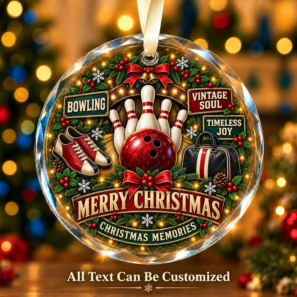 Bowling Personalized Glass Ornament | 5To9Vibe