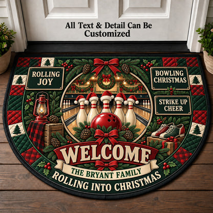 Bowling Christmas Personalized Half Round Mat | 5To9Vibe