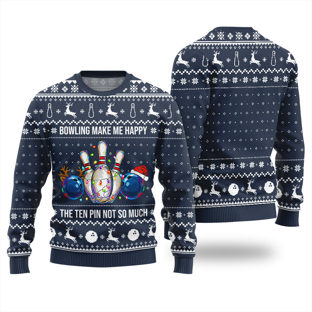 Bowling Make Me Happy Funny Ugly Christmas Sweater