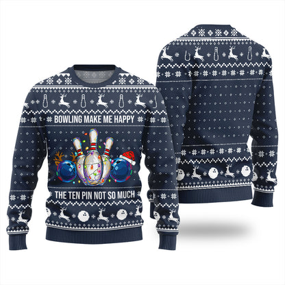 Bowling Make Me Happy Funny Ugly Christmas Sweater