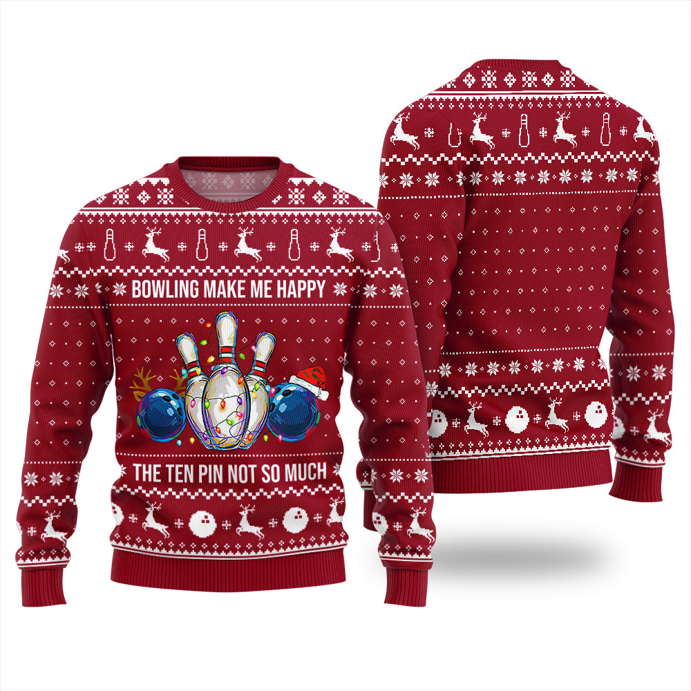 Bowling Make Me Happy Funny Ugly Christmas Sweater