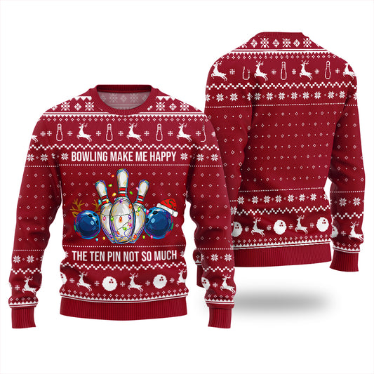 Bowling Make Me Happy Funny Ugly Christmas Sweater