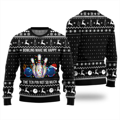 Bowling Make Me Happy Funny Ugly Christmas Sweater