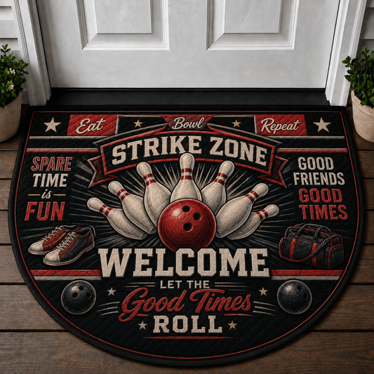 Bowling Welcome Mat - Strike Zone Good Times Sports Doormat - 5to9vibe