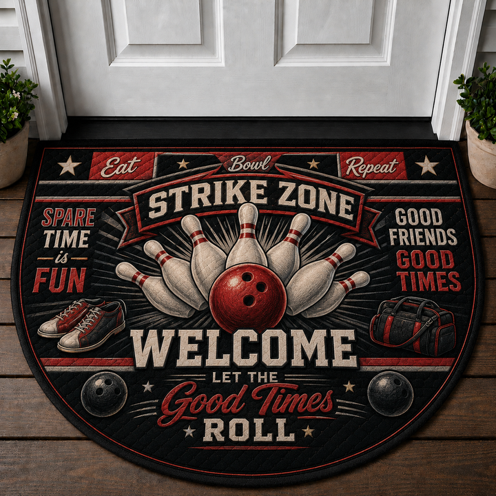Bowling Welcome Mat - Strike Zone Good Times Sports Doormat - 5to9vibe