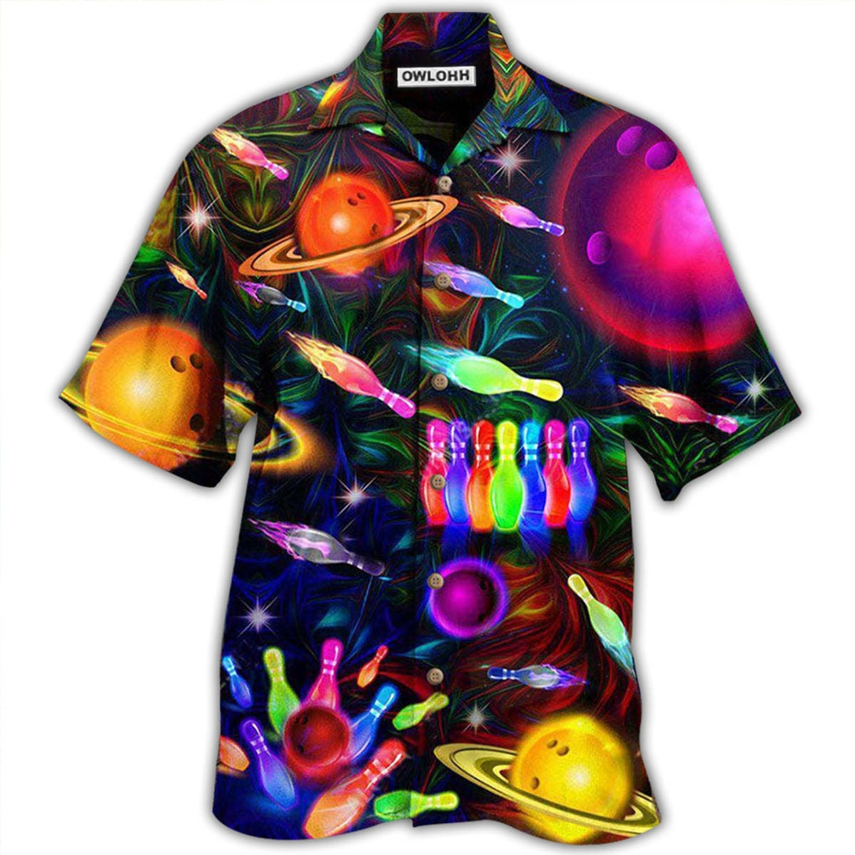 Hawaiian Shirt / Adults / S Bowling Neon Space Strike The Universe - Hawaiian Shirt 