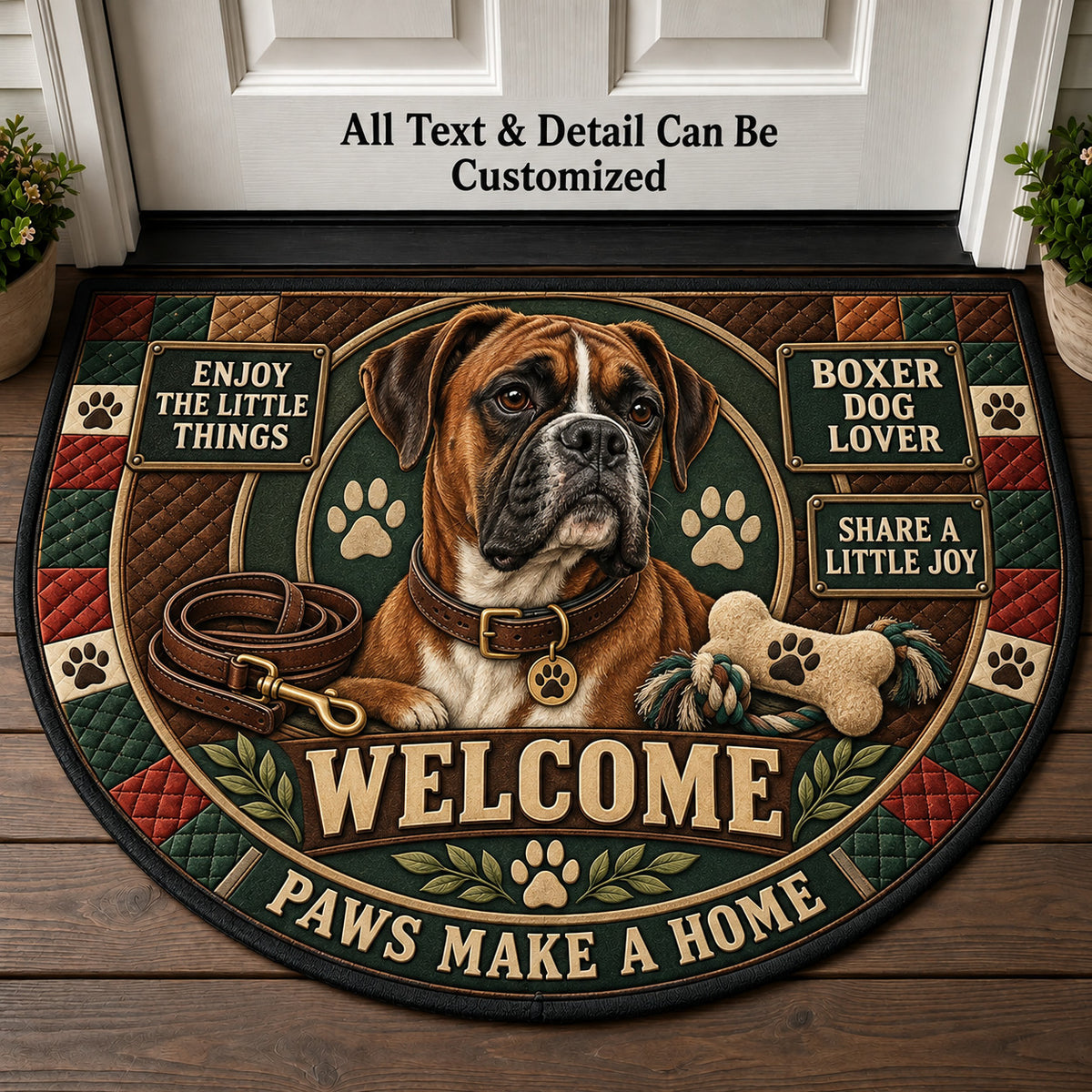 Boxer Dog Lover Personalized Half Round Mat | 5To9Vibe