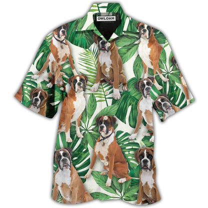 Hawaiian Shirt / Adults / S Boxer Dog Tropical Leaf Style - Hawaiian Shirt 