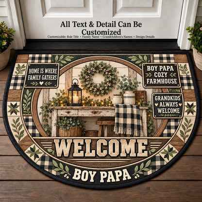 Boy Papa's Cozy Farmhouse Personalized Half Round Mat | 5To9Vibe