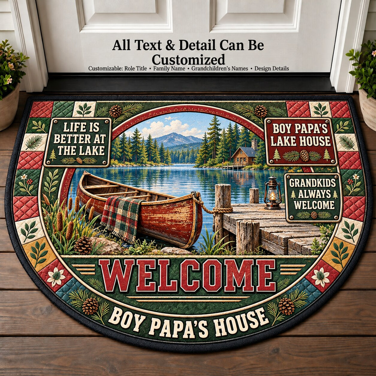 Boy Papa's Lake House Personalized Half Round Mat | 5To9Vibe