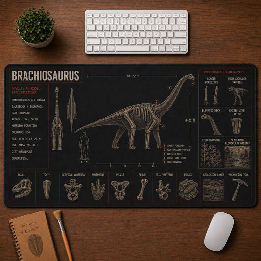 Brachiosaurus Dinosaur Blueprint Desk Mat | 5To9Vibe