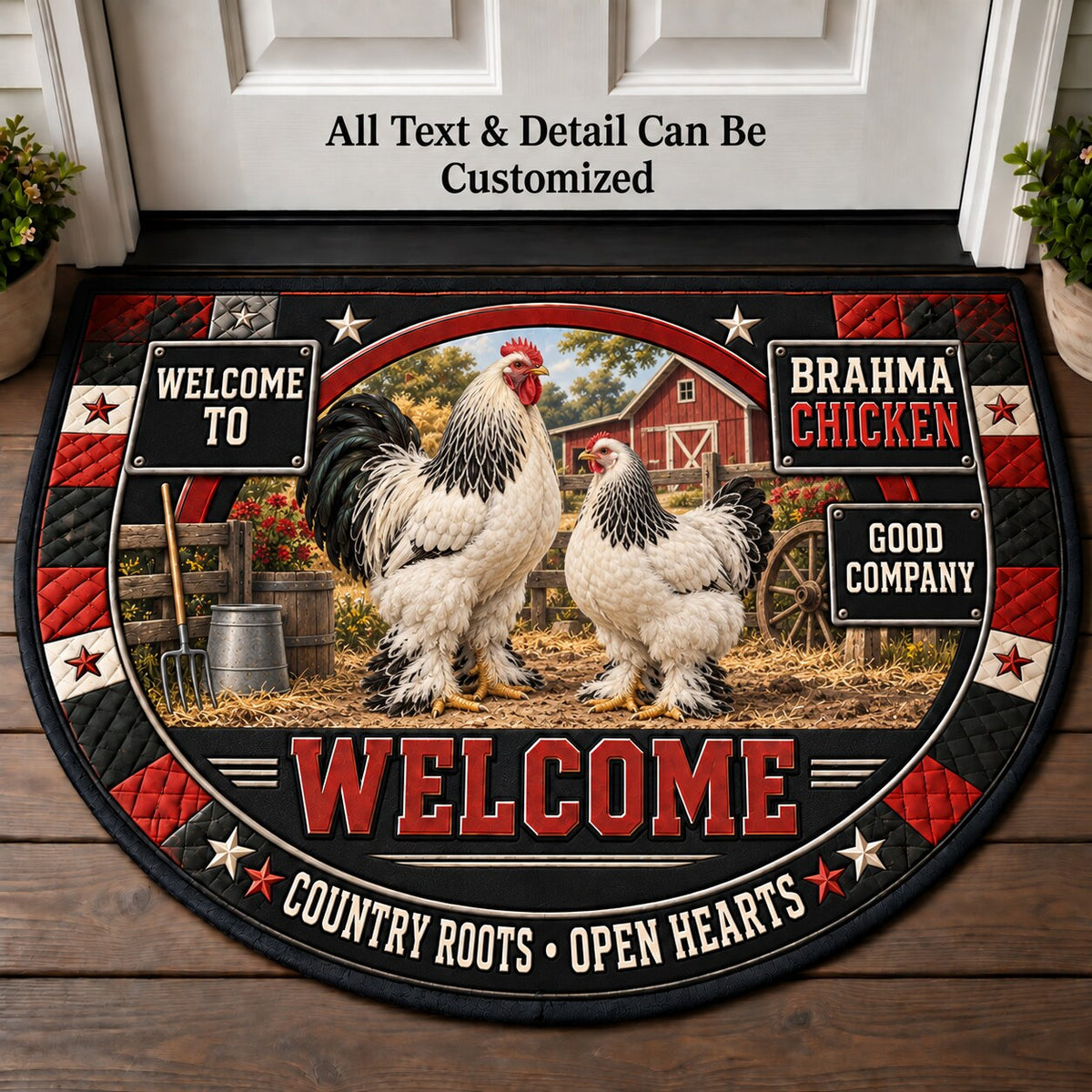Brahma Chicken Personalized Half Round Mat | 5To9Vibe