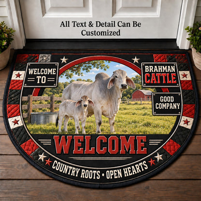 Brahman Cattle Personalized Half Round Mat | 5To9Vibe