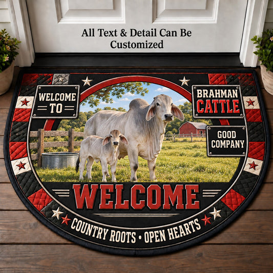 Brahman Cattle Personalized Half Round Mat | 5To9Vibe