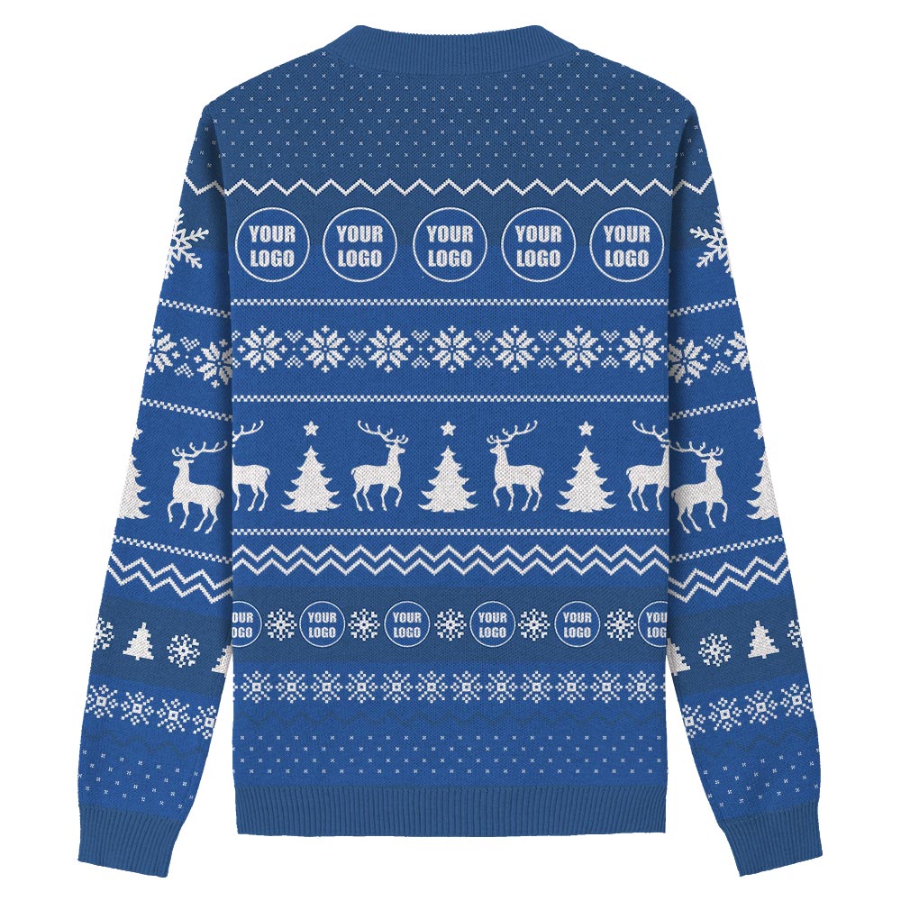 Brand Name And Logo Personalized Xmas Knit Sweater Royal - VinCo