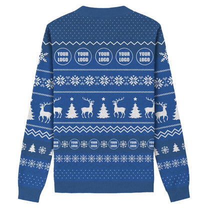 Brand Name And Logo Personalized Xmas Knit Sweater Royal - VinCo