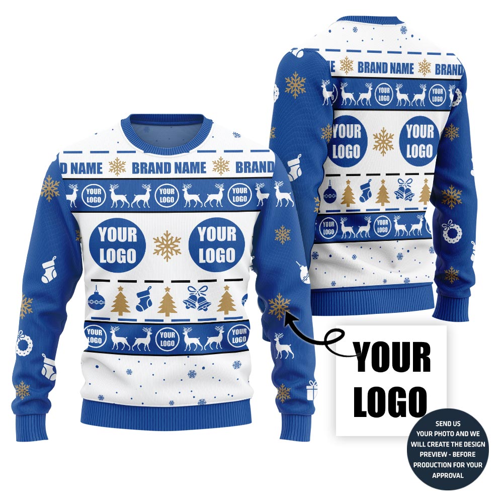 Branding Custom Logo Ugly Christmas Sweater For Staff