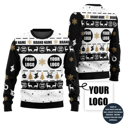 Branding Custom Logo Ugly Christmas Sweater For Staff