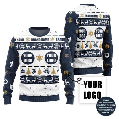 Branding Custom Logo Ugly Christmas Sweater For Staff
