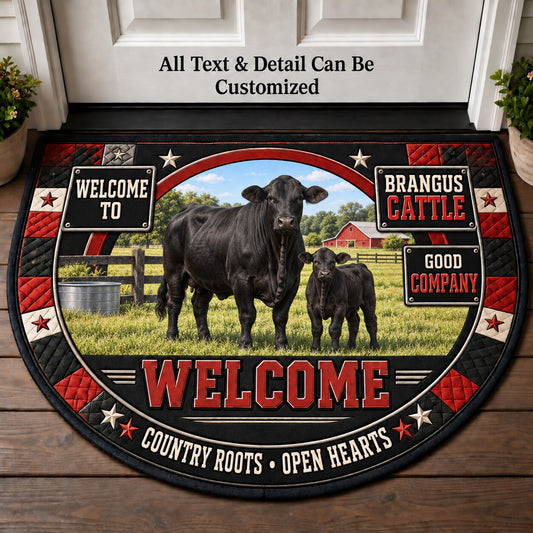 Brangus Cattle Personalized Half Round Mat | 5To9Vibe