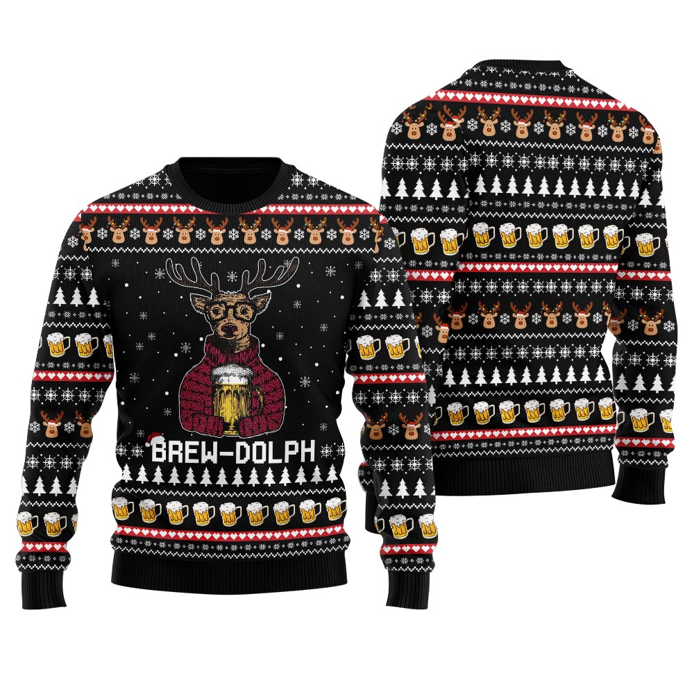 Drinking Beer BrewDolph Ugly Christmas Sweater For Women