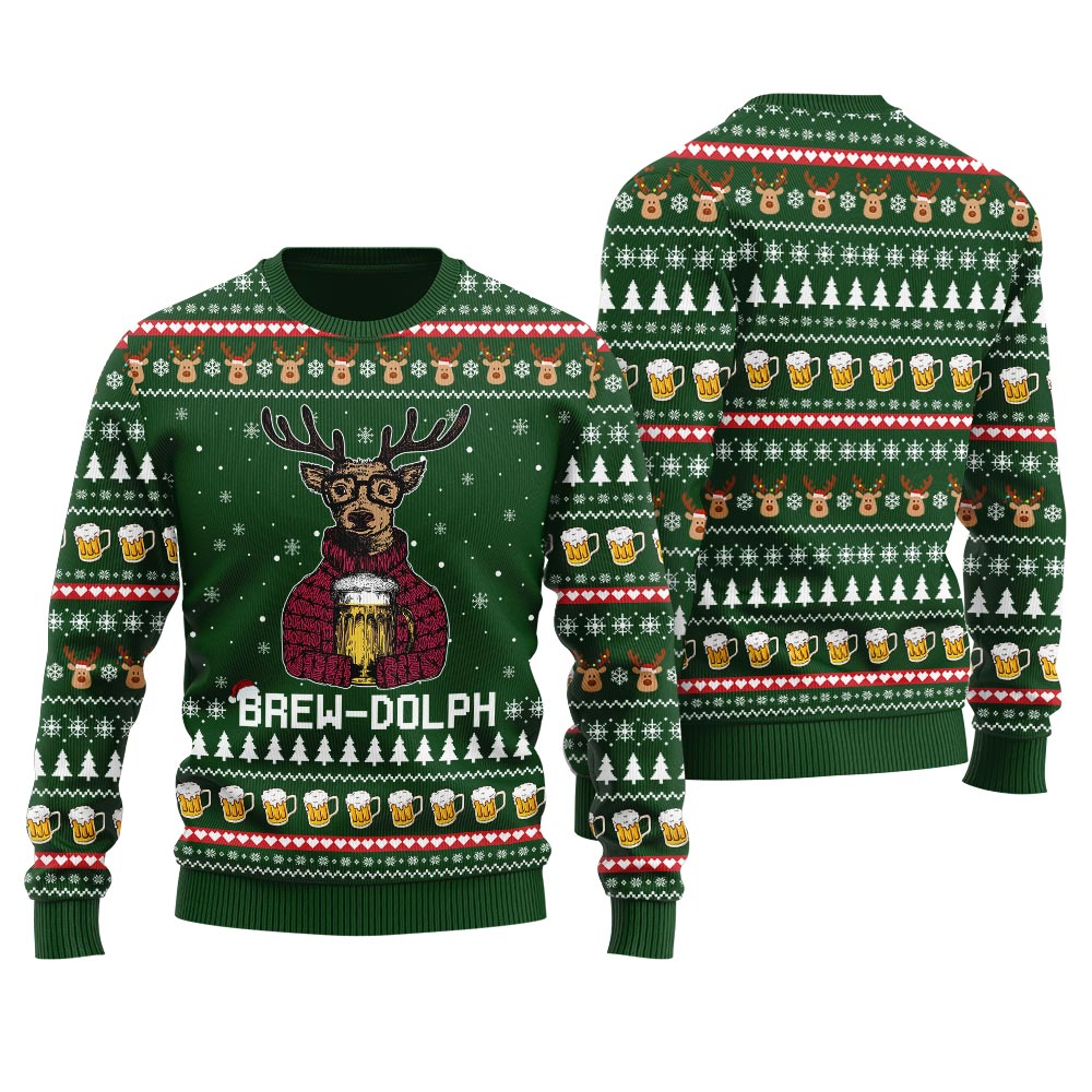 BrewDolph Drinking Beer Ugly Christmas Sweater