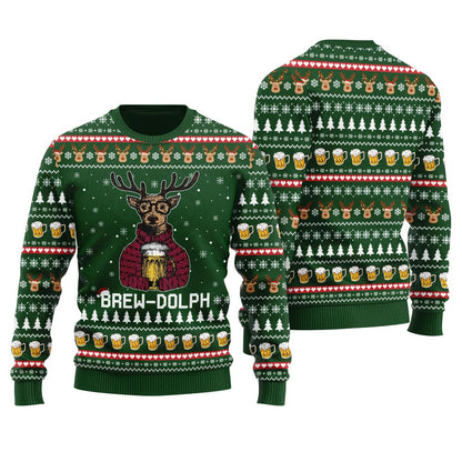 BrewDolph Drinking Beer Ugly Christmas Sweater