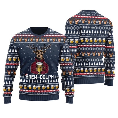 Brewdolph Beer Lover Men's Ugly Christmas Sweater