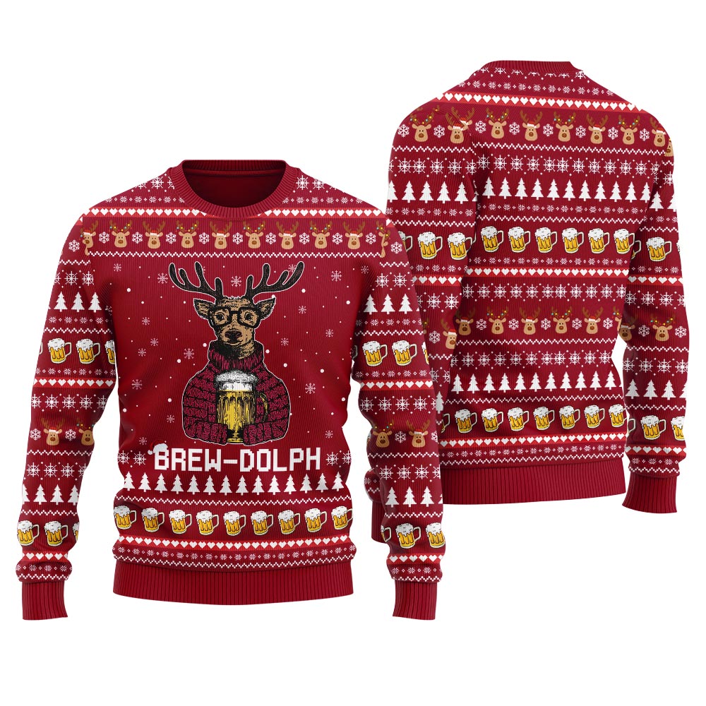 Drinking Beer BrewDolph Ugly Christmas Sweater For Women