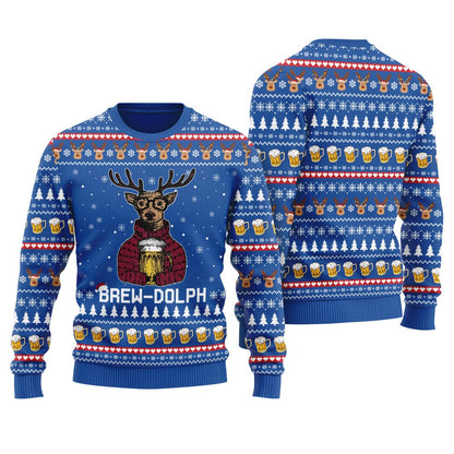 BrewDolph Drinking Beer Ugly Christmas Sweater