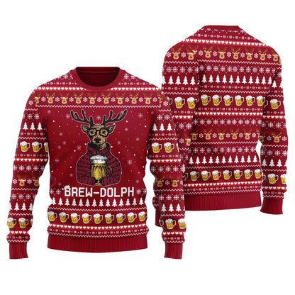Brewdolph Beer Lover Men's Ugly Christmas Sweater