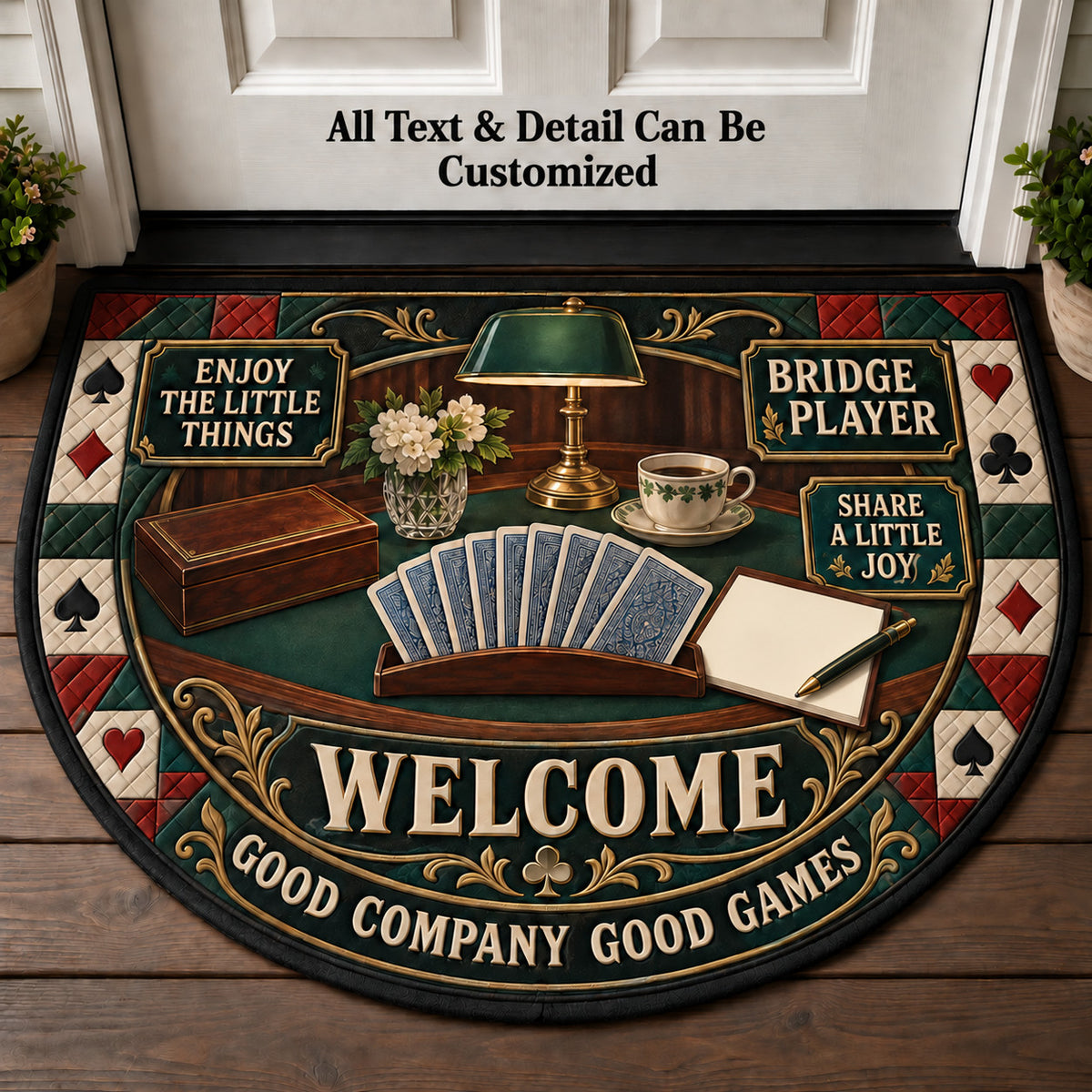 Bridge Player Personalized Half Round Mat | 5To9Vibe